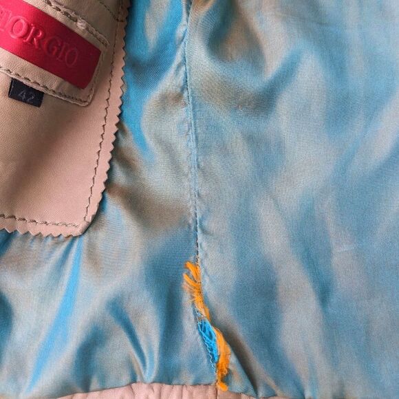 Vintage GIORGIO CUIRS Beige Leather Flight Jacket / Bomber, Sz 4 / 6 - Picture 16 of 16